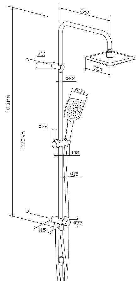 Душевая система Damixa Origin Evo 978200300 черная матовая купить в интернет-магазине сантехники Sanbest