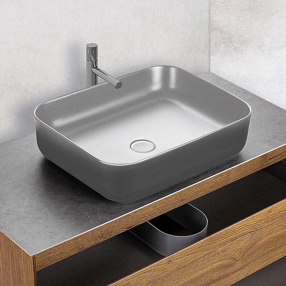 Раковина накладная Vincea 50 VBS-105MG серая матовая купить в интернет-магазине Sanbest