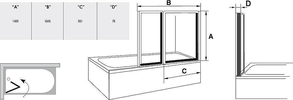 Шторка для ванной Ravak Supernova VS2 купить в интернет-магазине Sanbest