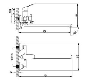 Смеситель для ванны Milardo Nelson NELSBLCM10 хром купить в интернет-магазине сантехники Sanbest