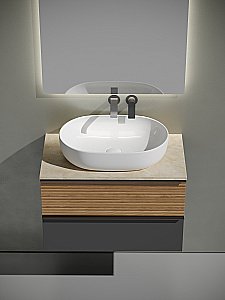 Тумба с раковиной Sancos DELTA 80 со столешницей, дуб красный/графит для ванной в интернет-магазине Sanbest