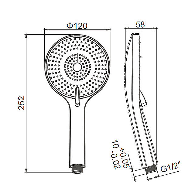 Душевая лейка Caprigo PARTS 98-501-GUN оружейная сталь купить в интернет-магазине сантехники Sanbest