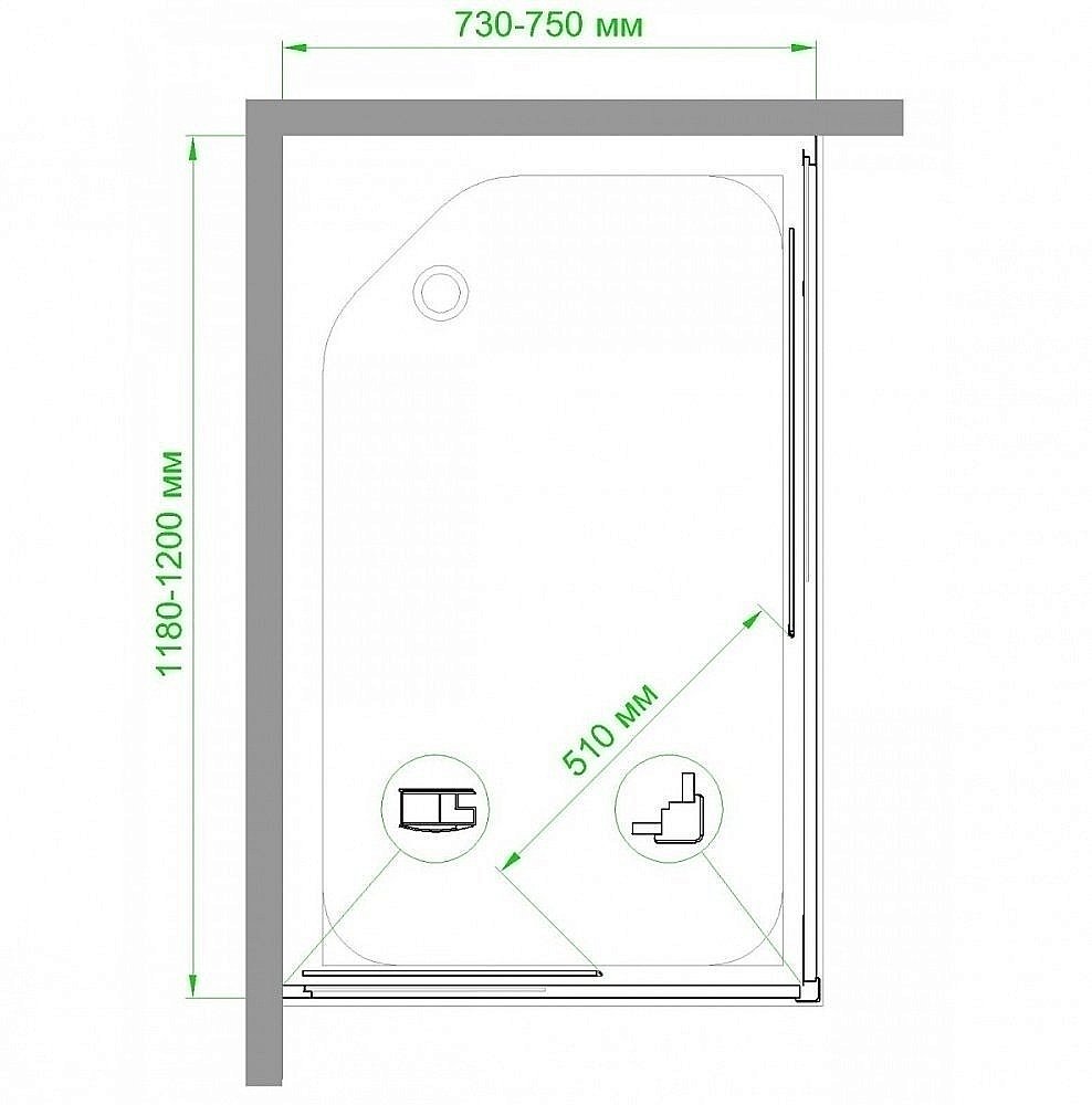 Душевой уголок Royal Bath RB1275HPD-T 75х120 прозрачный купить в интернет-магазине Sanbest