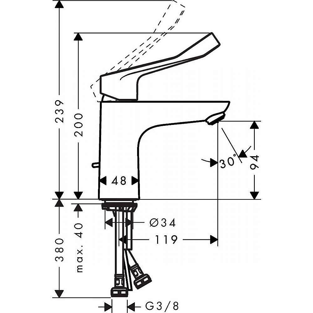 Смеситель для раковины Hansgrohe Focus 100 31911000 купить в интернет-магазине сантехники Sanbest