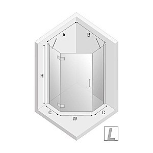 Душевой уголок NEW TRENDY NEW AZURA K-0337/K-0338 90x90 стекло прозрачное/профиль хром купить в интернет-магазине Sanbest