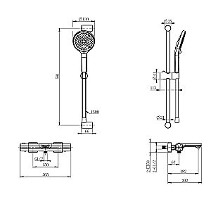 Смеситель для ванны с душем и термостатом WONZON & WOGHAND SOLID, Черный матовый (WW-C2011-A-MB) купить в интернет-магазине сантехники Sanbest