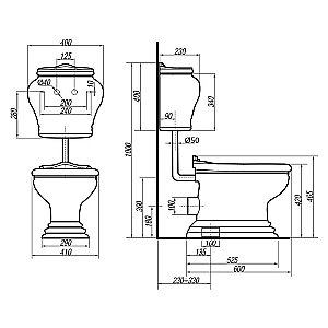 Унитаз Migliore Milady 31743 белый/декор винтаж D3 купить в интернет-магазине Sanbest