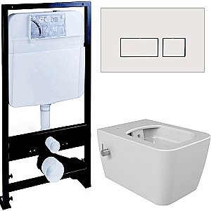 Унитаз Boheme Zen 967-2-WM с инсталяцией и кнопкой 664-W белый матовый/белый, безободковый, с функцией биде купить в интернет-магазине Sanbest