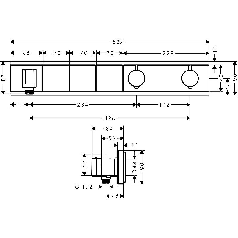 Смеситель для душа Hansgrohe RainSelect 15356600 черный/хром купить в интернет-магазине сантехники Sanbest
