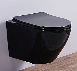 Унитаз подвесной Ceramalux CL2196 -18 черный, безободковый, с крышкой микролифт купить в интернет-магазине Sanbest