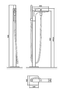 Напольный смеситель для ванны Excellent Keria 2055 BL купить в интернет-магазине сантехники Sanbest