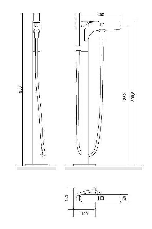 Напольный смеситель для ванны Excellent Keria 2055 BL купить в интернет-магазине сантехники Sanbest