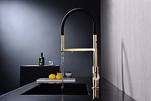 Смеситель для кухни Paulmark Tornado To213402-LG светлое золото купить в интернет-магазине сантехники Sanbest