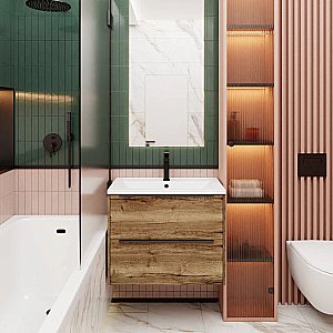 Тумба с раковиной La Fenice Tesoro 80 FNC-01-TES-DGT-80-2 галифакс табак для ванной в интернет-магазине Sanbest