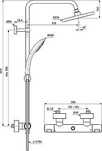 Душевая система Ideal Standard CERATHERM T25 A7545XG купить в интернет-магазине сантехники Sanbest