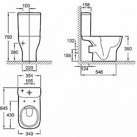 Унитаз напольный Jacob Delafon STRUKTURA UJX102-00 безободковый, с бачком купить в интернет-магазине Sanbest
