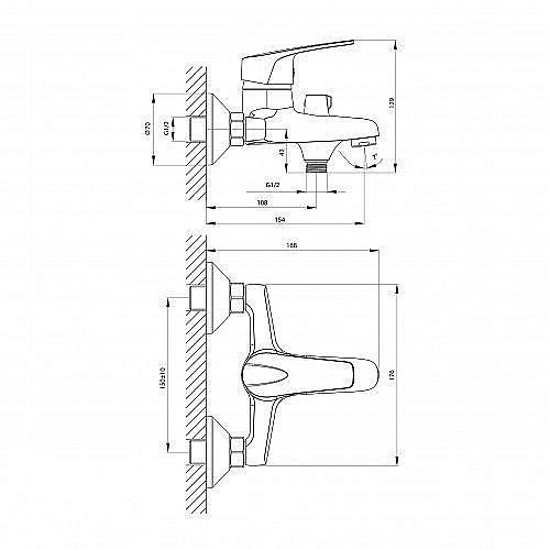Смеситель для ванны Rossinka D40-30 купить в интернет-магазине сантехники Sanbest