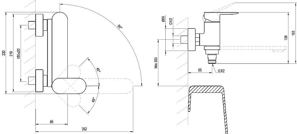 Смеситель для ванны Ravak Chrome II X070463 черный купить в интернет-магазине сантехники Sanbest