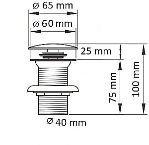 Донный клапан без перелива Ceramalux RD012 купить в интернет-магазине сантехники Sanbest