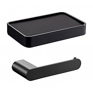 Держатель для туалетной бумаги с полкой WONZON & WOGHAND CARBON, Черный (WW-7726) купить в интернет-магазине сантехники Sanbest