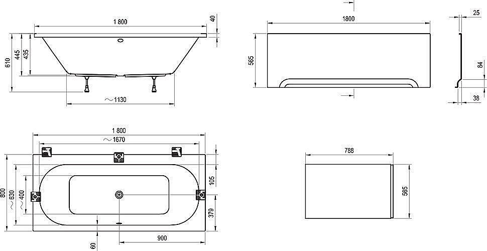 Ванна акриловая Ravak City 180x80 купить в интернет-магазине Sanbest