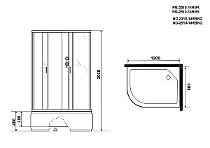 Душевая кабина Niagara Classic NG-2510-14BK 120х80 купить в интернет-магазине Sanbest