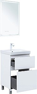Тумба с раковиной Aquanet Алвита new 50 344131+333265 белая матовая для ванной в интернет-магазине Sanbest
