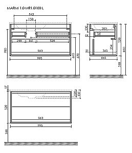 Тумба с раковиной Sancos Marmi 1.0 MR1.0100LEG дуб галифакс натуральный для ванной в интернет-магазине Sanbest