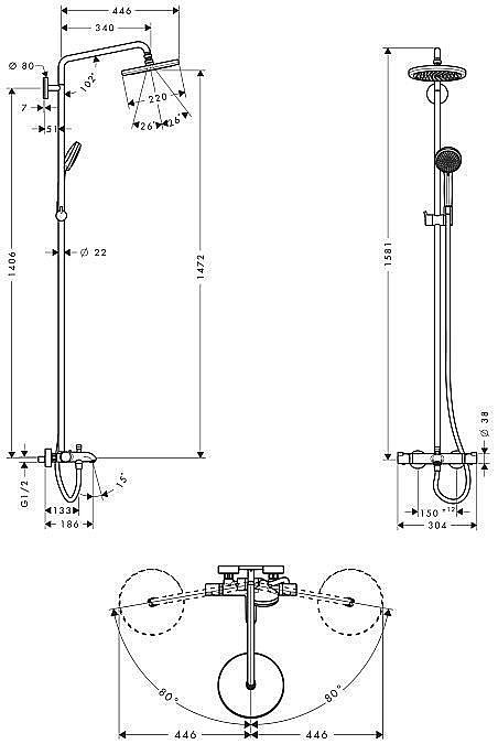 Душевая система Hansgrohe Croma 27223000 купить в интернет-магазине сантехники Sanbest