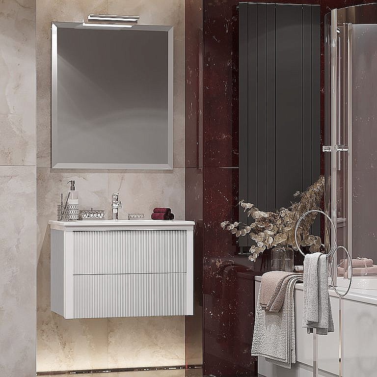 Тумба с раковиной Опадирис Рубинно 80 белая глянцевая для ванной в интернет-магазине Sanbest