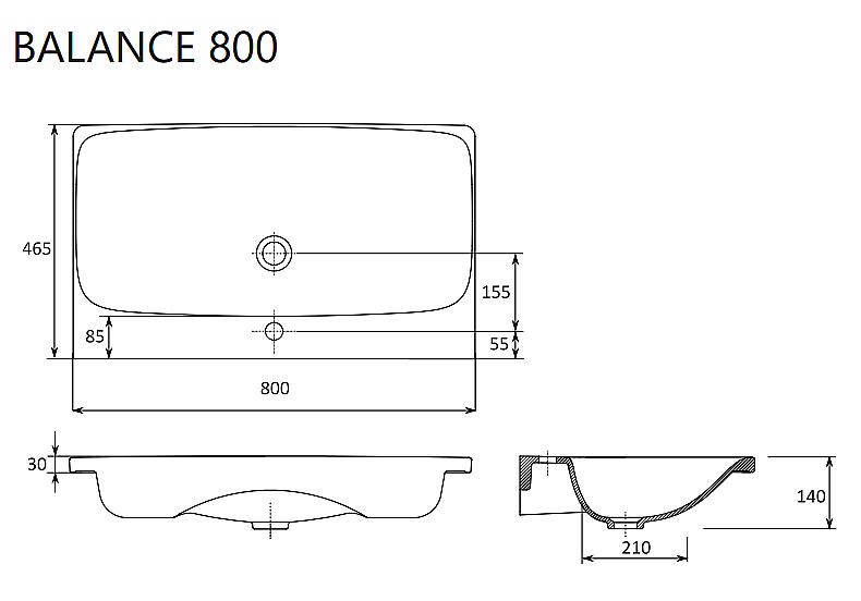 Раковина Ravak BALANCE XJX01280000 купить в интернет-магазине Sanbest
