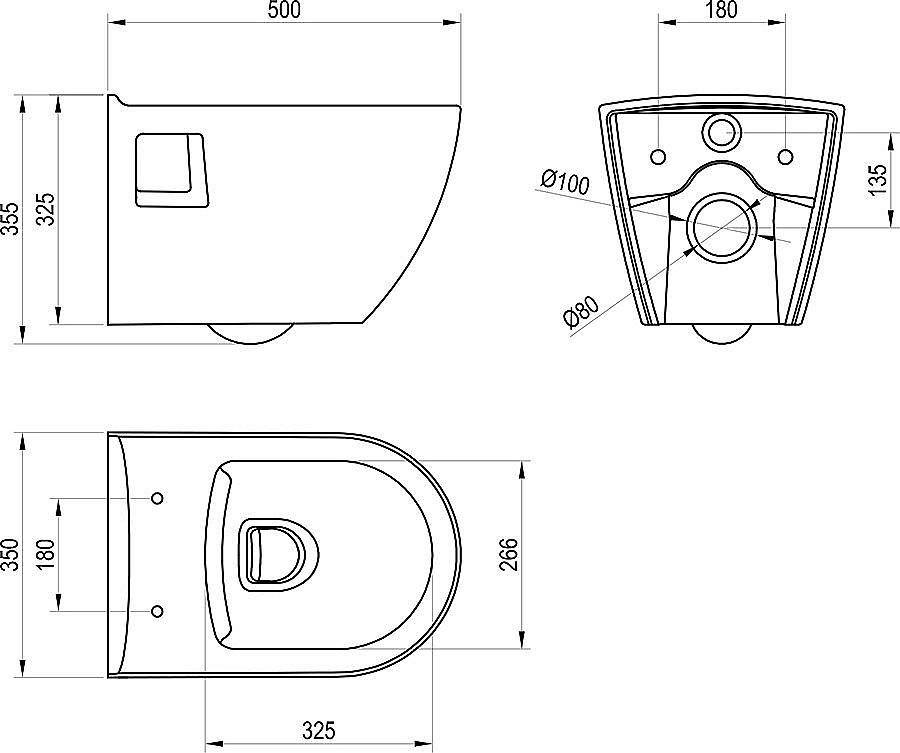Унитаз Ravak ENDO X01933 белый, безободковый купить в интернет-магазине Sanbest