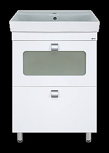 Тумба с раковиной Misty Урал - 60 Э-Ура-01060-0212Я белая для ванной в интернет-магазине Sanbest