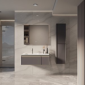 Тумба с раковиной Vincea Elise 100 VMC-4EL100MG/VCB-4EL100MW серый матовый для ванной в интернет-магазине Sanbest