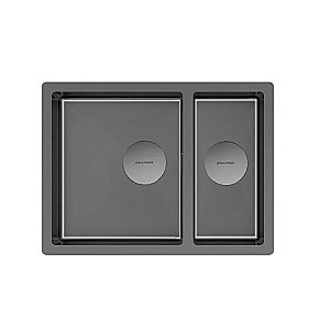 Кухонная мойка Paulmark Next 58/2S PM225844-GM вороненая сталь купить в интернет-магазине сантехники Sanbest