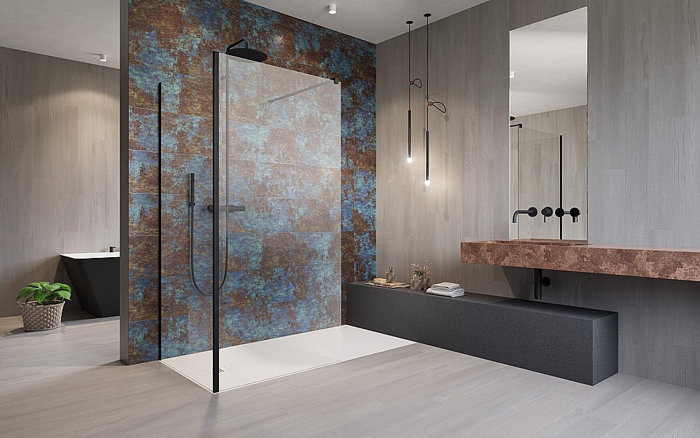 Душевое ограждение Radaway Modo New Black IV 140х75 стекло прозрачное/профиль черный матовый купить в интернет-магазине Sanbest