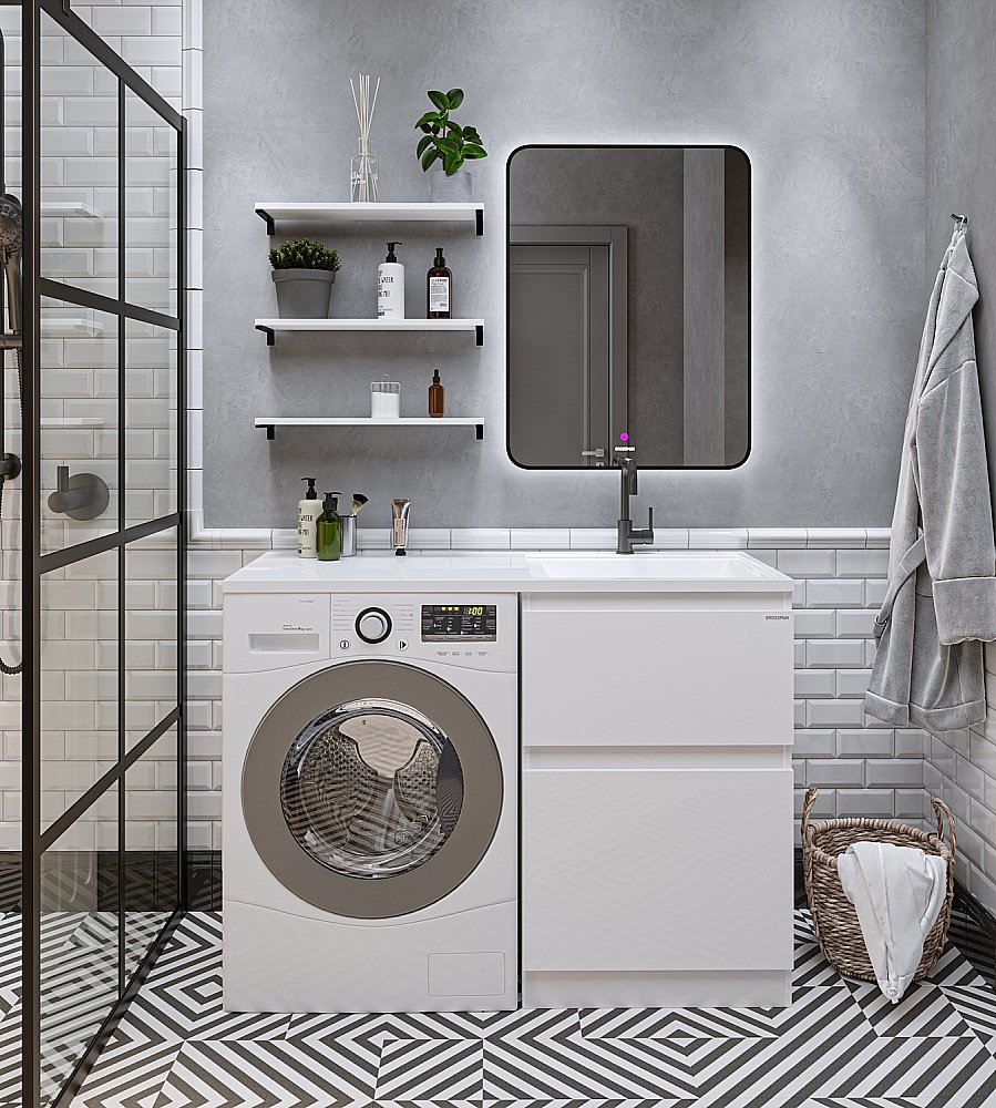 Тумба с раковиной Grossman Марсал 120 белая для ванной в интернет-магазине Sanbest