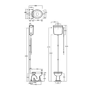 Унитаз SIMAS Londra LO901 с высоким бачком, белый/ бронза купить в интернет-магазине Sanbest