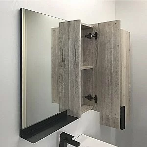 Зеркало со шкафом Comforty Бонн 00-00008473 75 графит/дуб дымчатый в ванную от интернет-магазине сантехники Sanbest