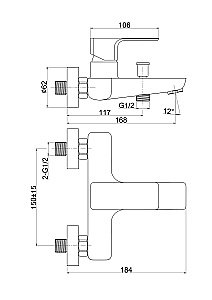 Смеситель для ванны Cersanit GEO 63040 купить в интернет-магазине сантехники Sanbest