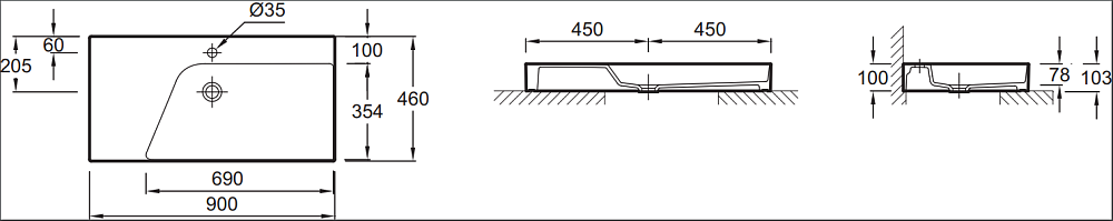 Раковина Jacob Delafon RYTHMIC PURE 90 EVP112-00 белая купить в интернет-магазине Sanbest