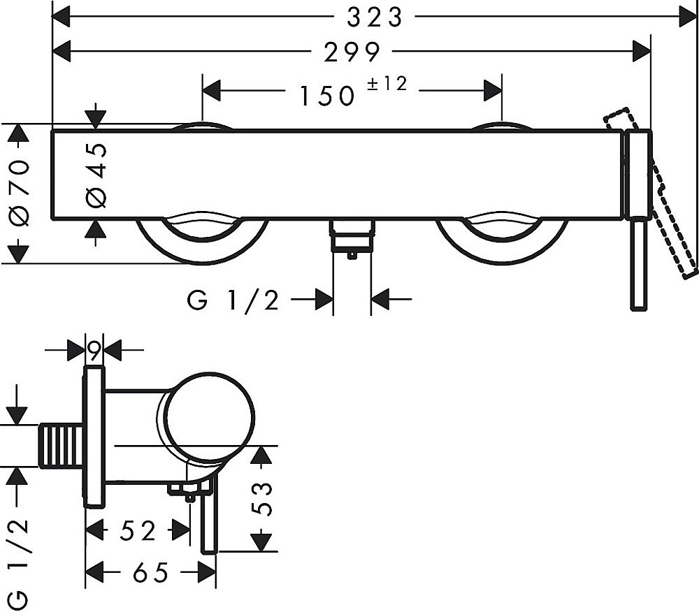 Смеситель для душа Hansgrohe Tecturis S 73622000 хром купить в интернет-магазине сантехники Sanbest
