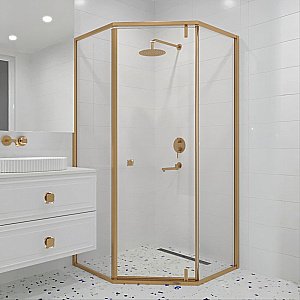 Душевой уголок RGW Hotel HO-088Gb 350608899-16 90x90 стекло прозрачное/профиль золото брашированное купить в интернет-магазине Sanbest
