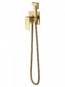 Смеситель с гигиеническим душем встраиваемый WONZON & WOGHAND CUBE, Брашированное золото (WW-88829016-BG) купить в интернет-магазине сантехники Sanbest