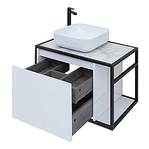 Тумба с раковиной Aquanet Nova Lite Loft 75 L/R белый для ванной в интернет-магазине Sanbest