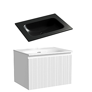 Тумба с раковиной Sancos CODE CD60W/CN7011MBwx 60 белая для ванной в интернет-магазине Sanbest