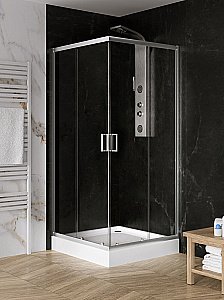 Душевой уголок с поддоном NEW TRENDY SUVIA ZS-0003 80 x80 стекло прозрачное/профиль хром купить в интернет-магазине Sanbest