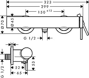 Смеситель для душа Hansgrohe Tecturis S 73622000 хром купить в интернет-магазине сантехники Sanbest