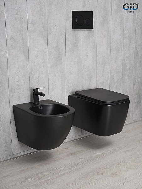 Унитаз подвесной Gid Tr2140Bm черный матовый, безободковый, с крышкой микролифт купить в интернет-магазине Sanbest