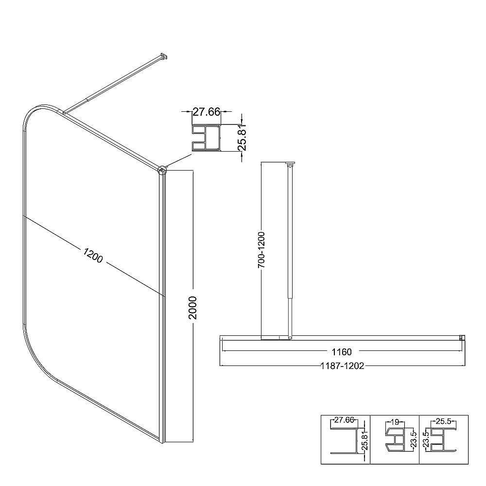 Душевое ограждение Niagara Nova NG-689-12TBLACK 120 тонированное/профиль черный матовый купить в интернет-магазине Sanbest